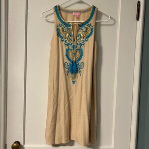 Lilly Pulitzer Aubra shift dress size XXS in sand dune embroidered preppy boho